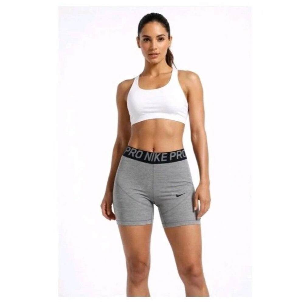 Nike Pro 365 Gray Space Dye Dri-Fit Athletic Shorts Women's M Logo Volleyball